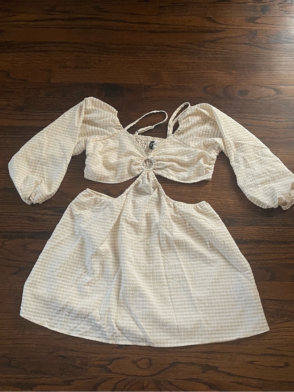 Divided Ivory Cutout Mini Dress